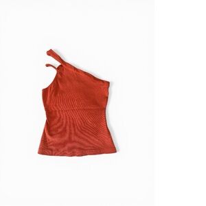 Maeve Anthropologie Asymmetrical Tank | Orange One Shoulder Top | Minimal Chic